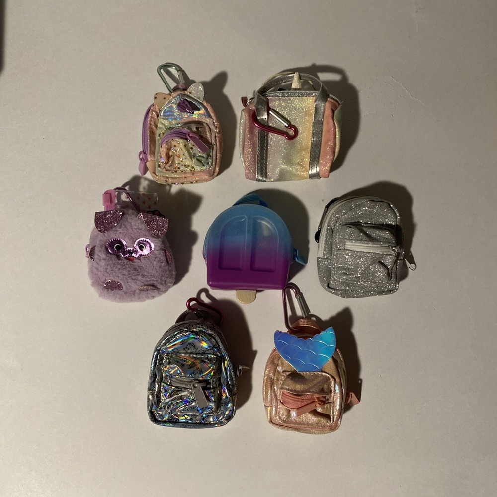 Real Littles Lot Of 7 Backpacks No Duplicates Some Accessories Keychains